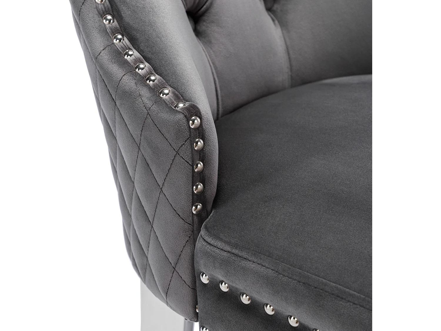 Lot de 6 chaises en velours avec pieds métallique - Gris