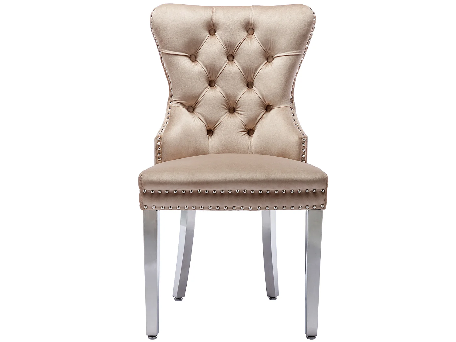 Lot de 6 chaises en velours avec pieds métallique - Beige