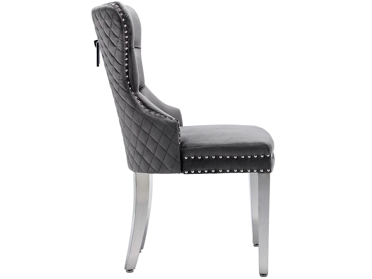 Lot de 2 chaises en velours avec pieds métallique - Gris