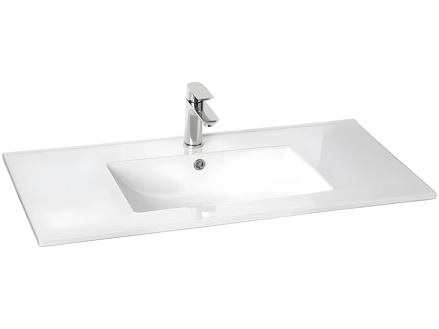 Meuble de salle de bain suspendu vasque intégrée 90cm 2 tiroirs Terracotta + miroir + colonne ouverture gauche - Hudson