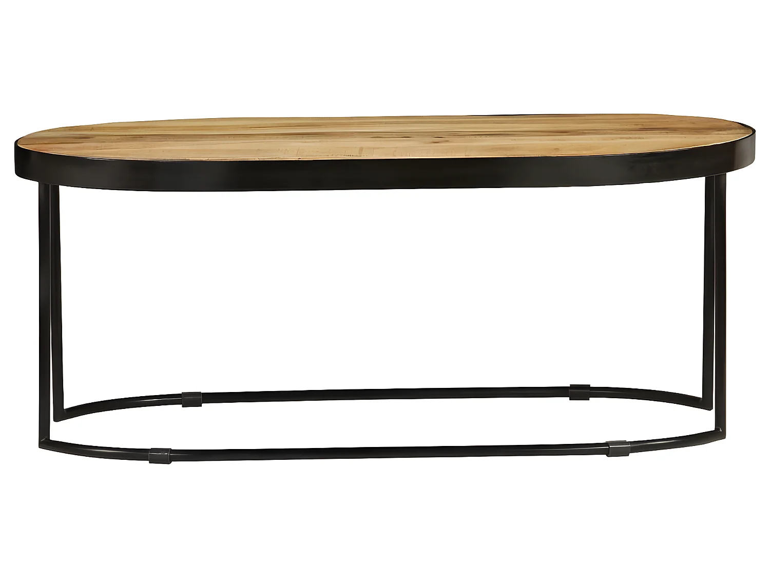 Table basse Ovale Bois massif de manguier brut et acier 100 cm