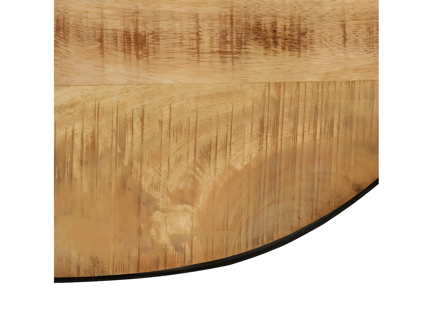 Table basse Ovale Bois massif de manguier brut et acier 100 cm