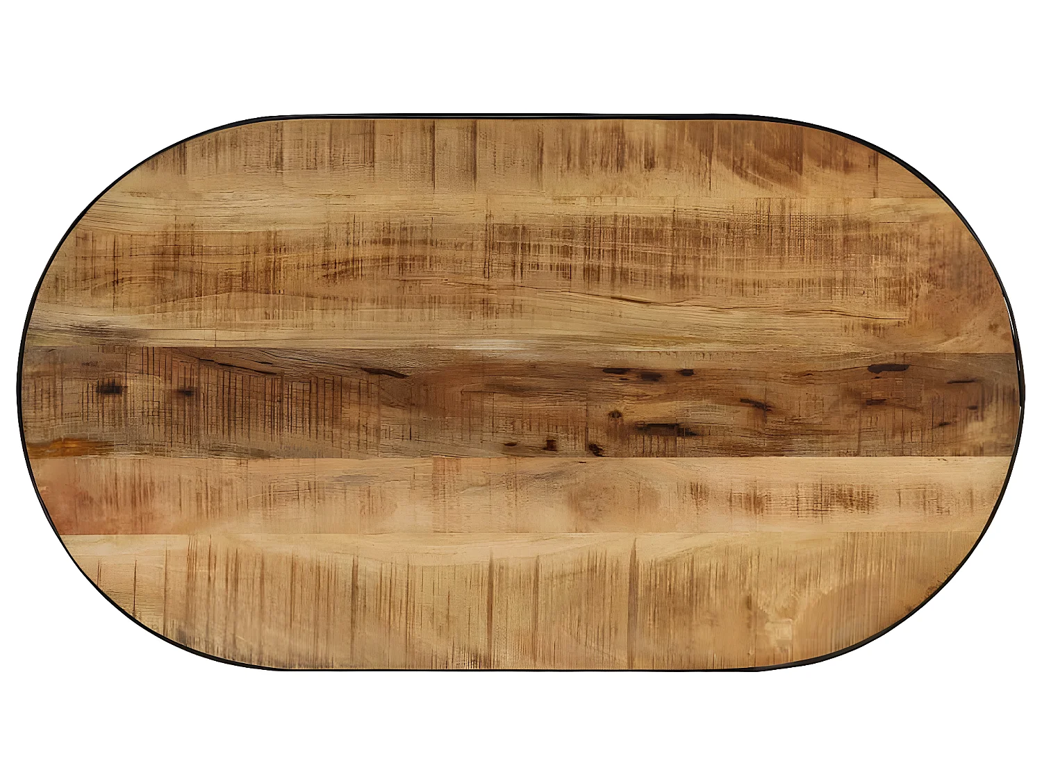 Table basse Ovale Bois massif de manguier brut et acier 100 cm