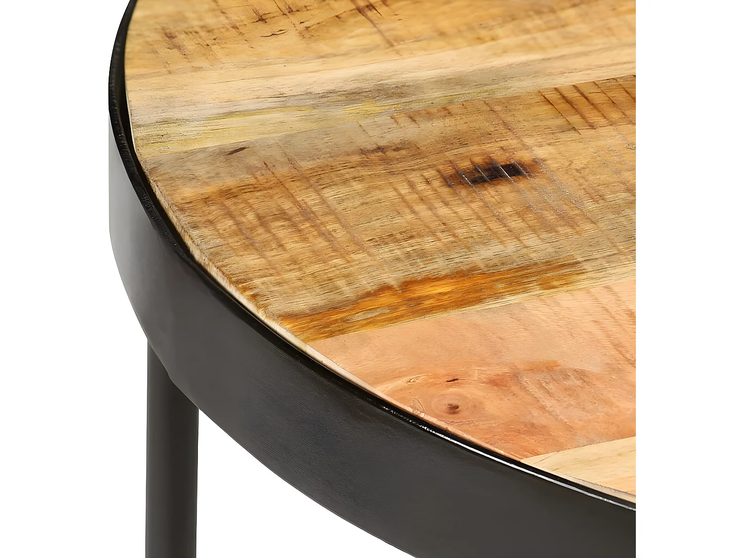 Table basse Ovale Bois massif de manguier brut et acier 100 cm