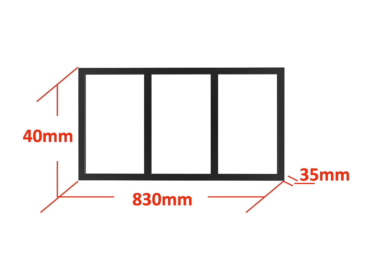 Montante de aluminio termolacado - Ancho 83 x Alt. 40 cm - Negro - BAYVIEW