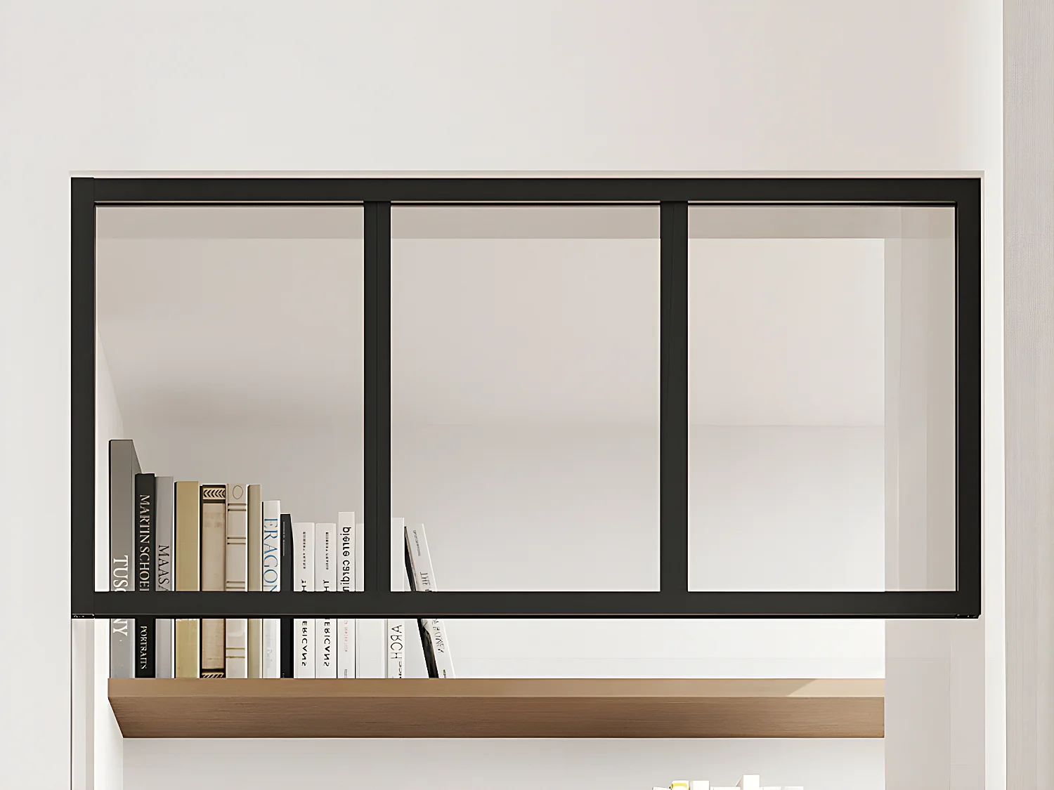 Verkstedstoppvindu i pulverlakkert aluminium i svart 83x40 cm BAYVIEW