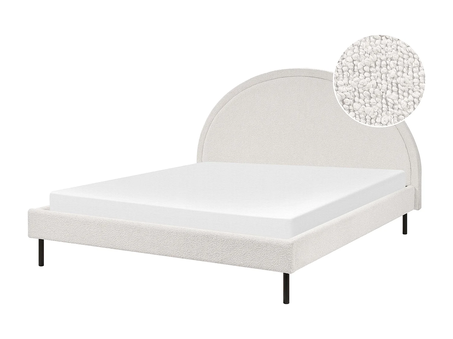 Bed Bouclé MARGUT 160 x 200 cm Wit