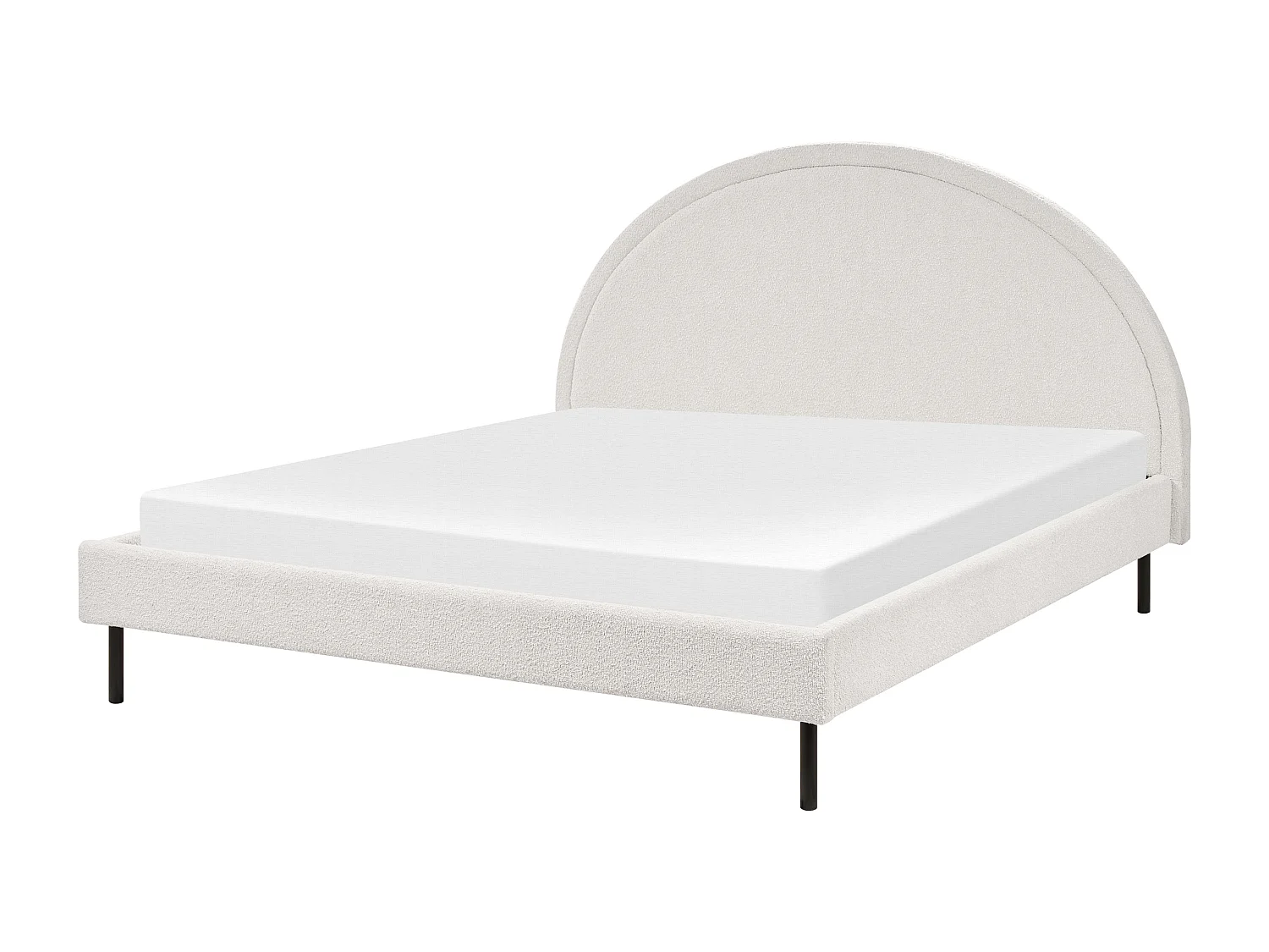 Bed Bouclé MARGUT 160 x 200 cm Wit