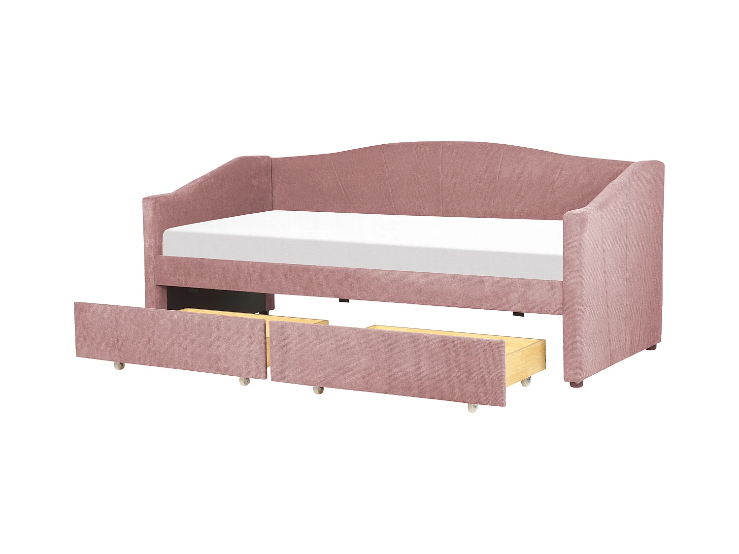 Lit de jour avec rangement Tissu VITTEL 90 x 200 cm Rose