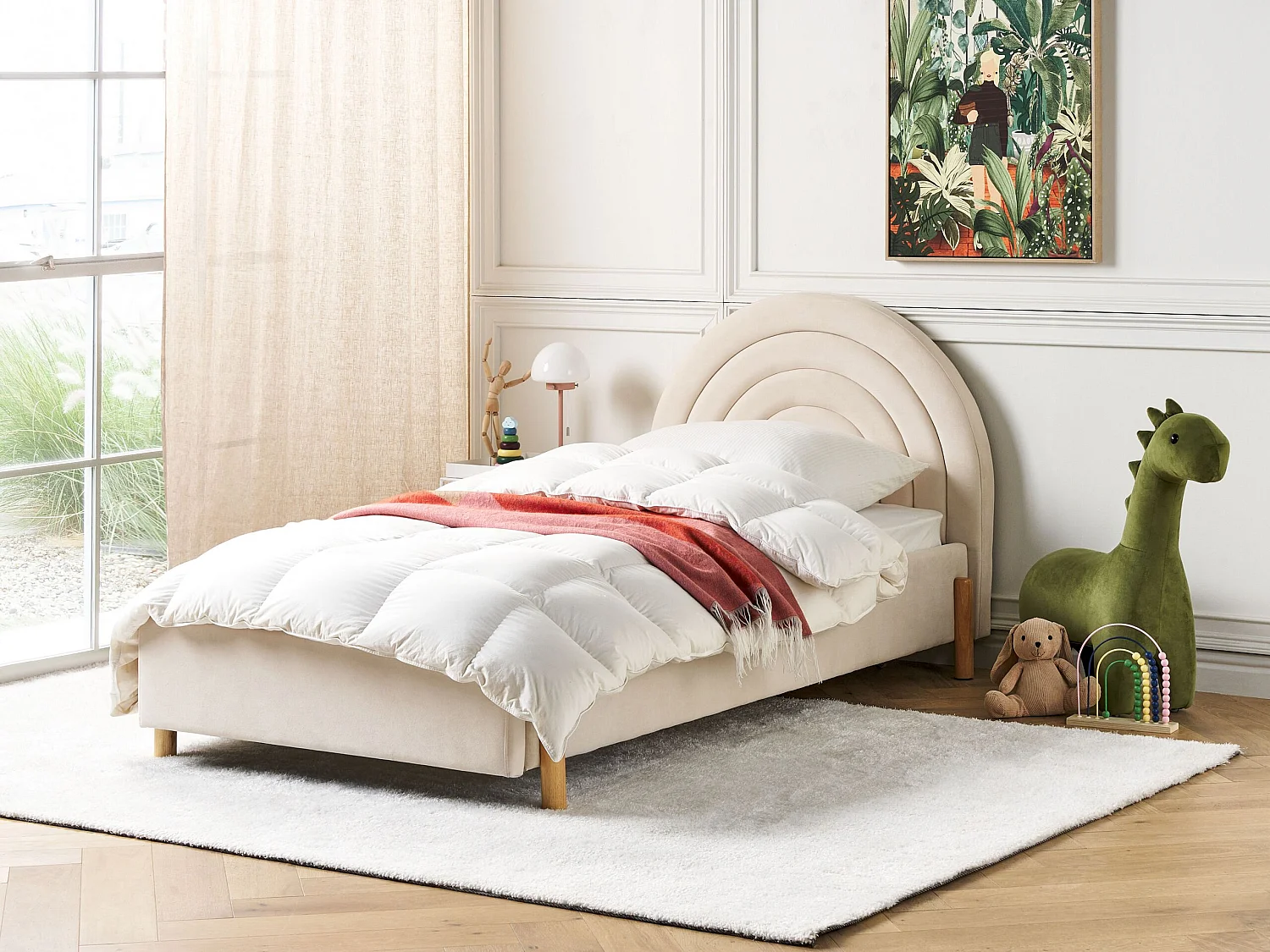 Lit d'enfant Velours ANET 90 x 200 cm Beige