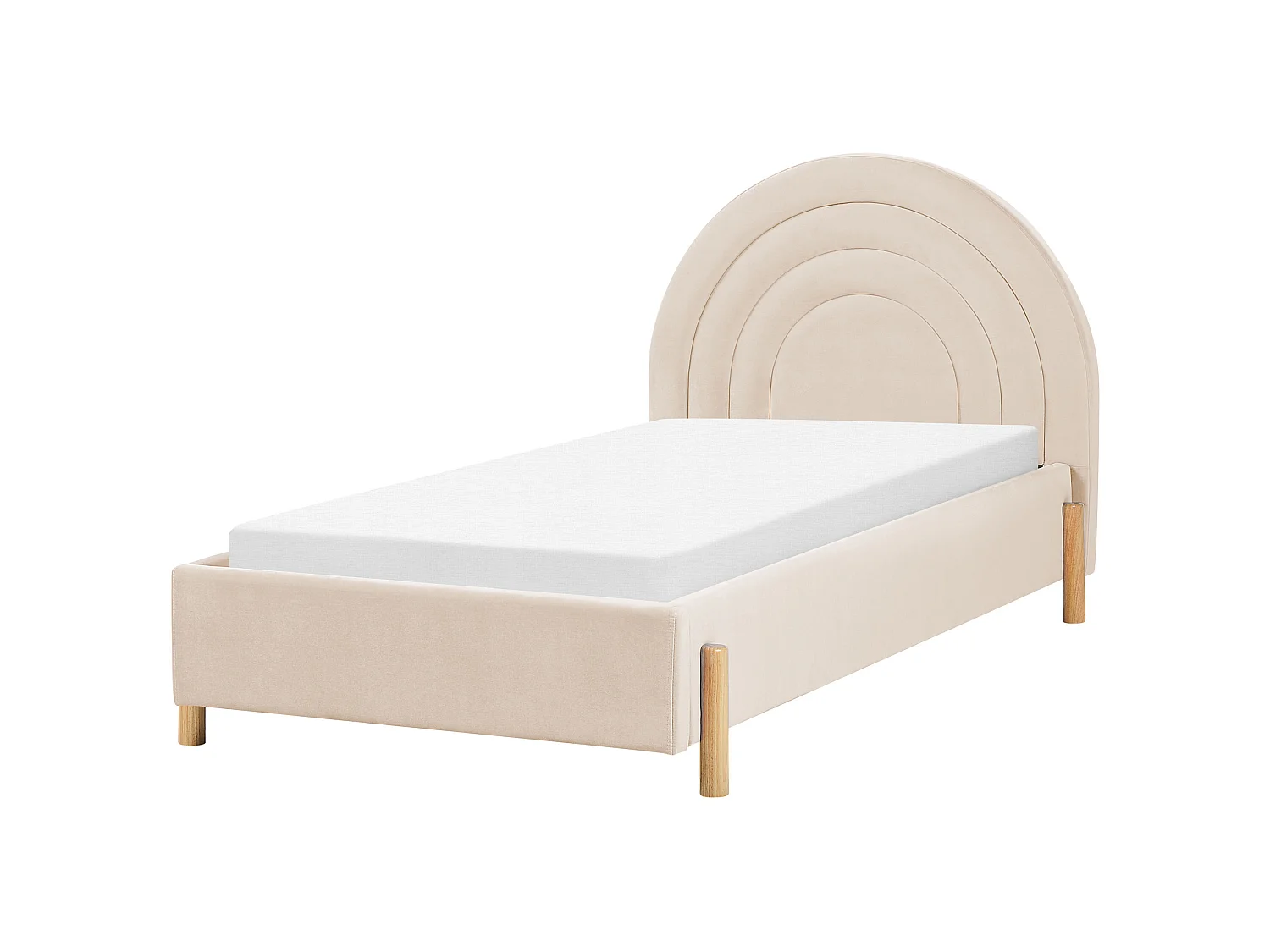 Polsterbett Samtstoff beige Lattenrost 90 x 200 cm ANET