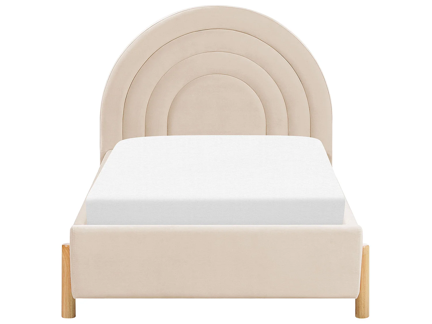 Polsterbett Samtstoff beige Lattenrost 90 x 200 cm ANET