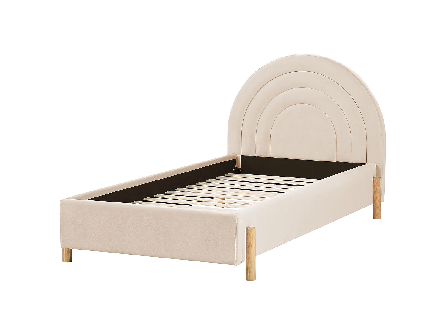 Polsterbett Samtstoff beige Lattenrost 90 x 200 cm ANET