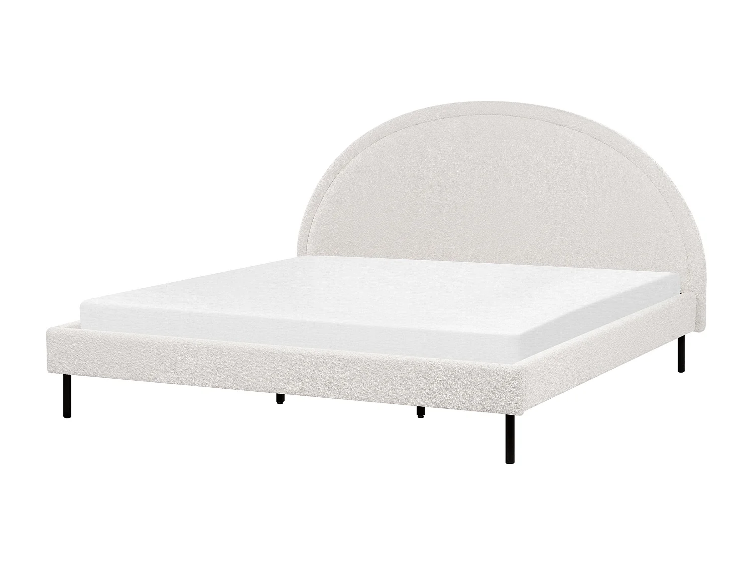 Bed Bouclé MARGUT 180 x 200 cm Wit