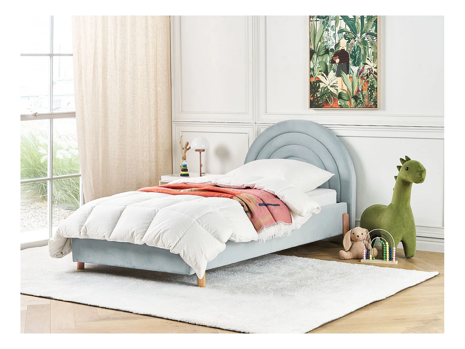 Lit d'enfant Velours ANET 90 x 200 cm Bleu clair