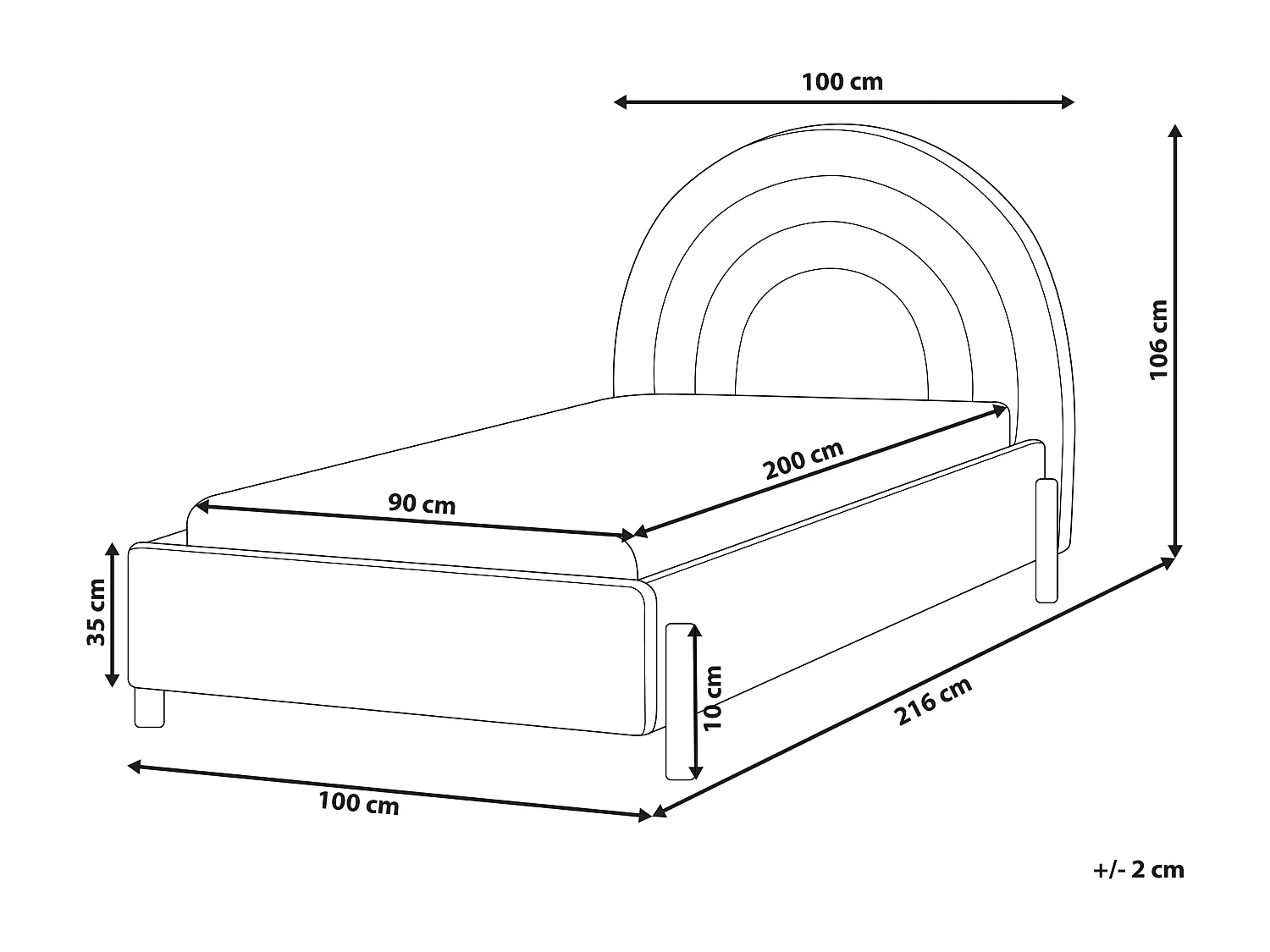 Lit d'enfant Velours ANET 90 x 200 cm Bleu clair