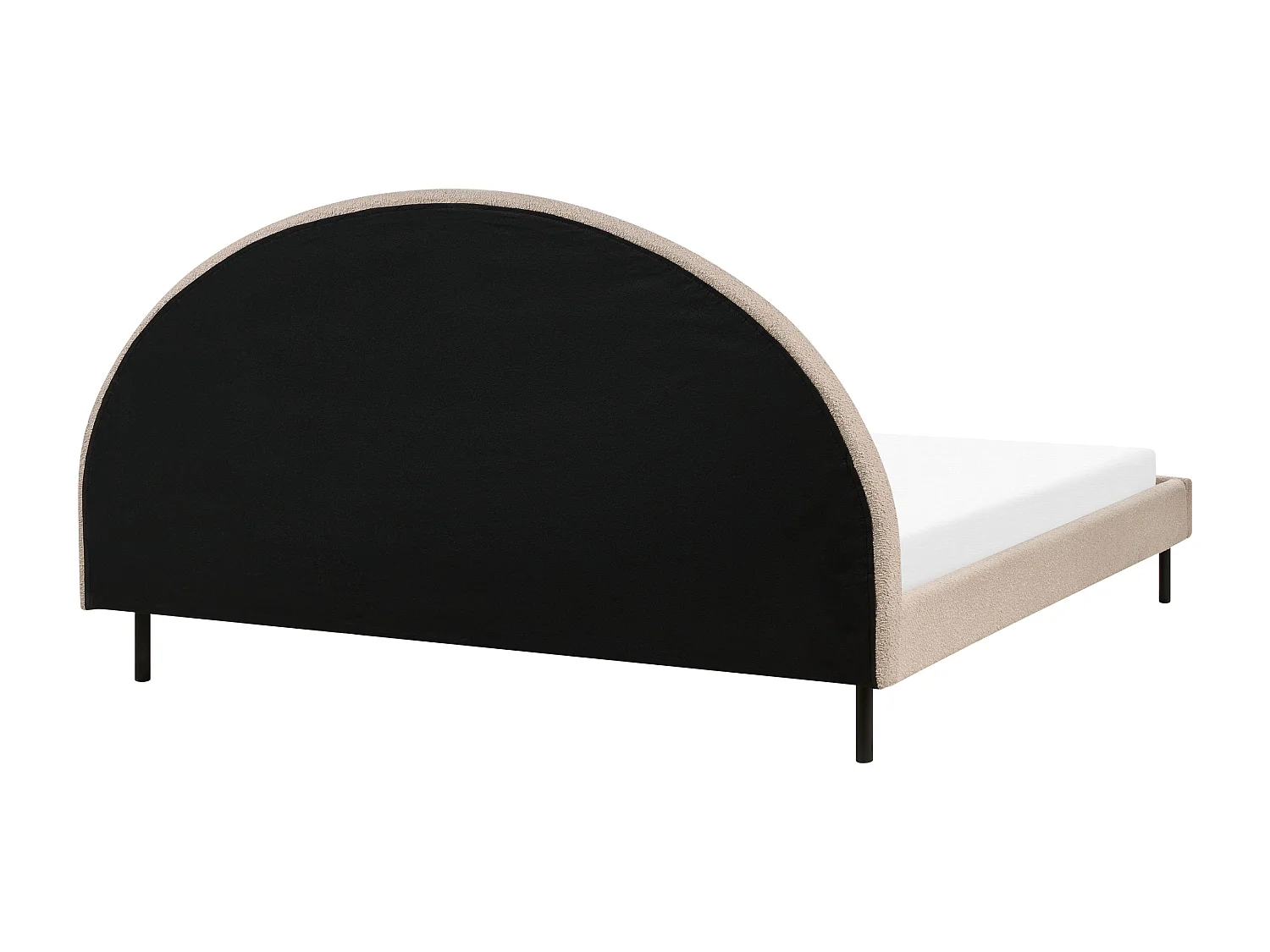 Bett Bouclé beige mit Lattenrost 180 x 200 cm rundes Kopfteil Retro Margut