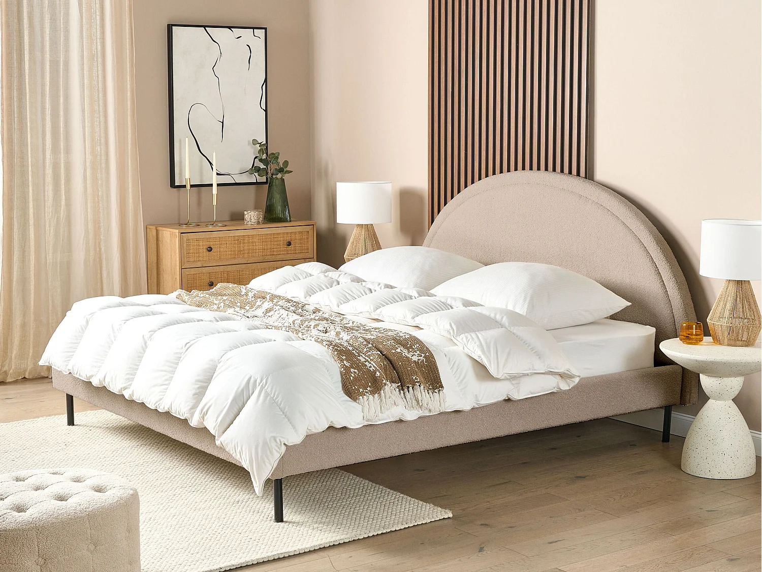 Lit avec sommier Bouclé MARGUT 180 x 200 cm Beige