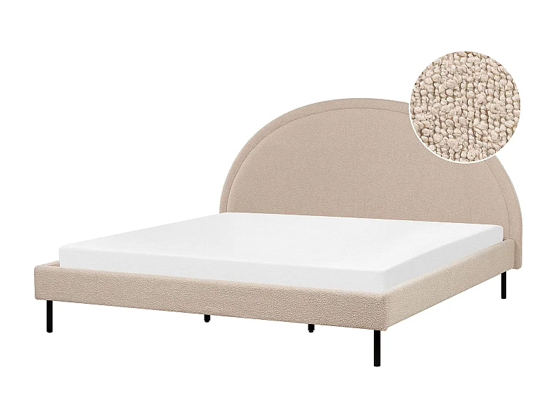 Bed Bouclé MARGUT 180 x 200 cm Beige
