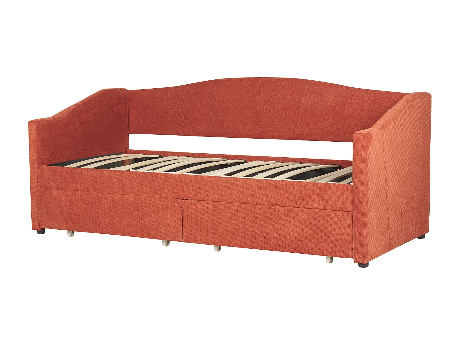 Bedbank met opbergruimte Stof VITTEL 90 x 200 cm Rood