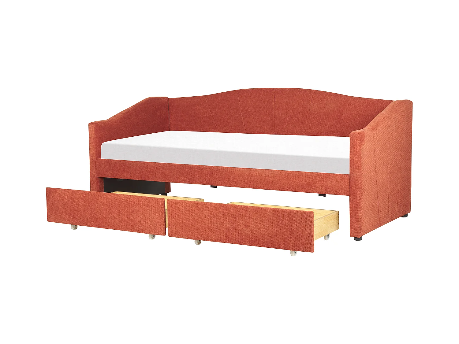 Lit de jour avec rangement Tissu VITTEL 90 x 200 cm Rouge