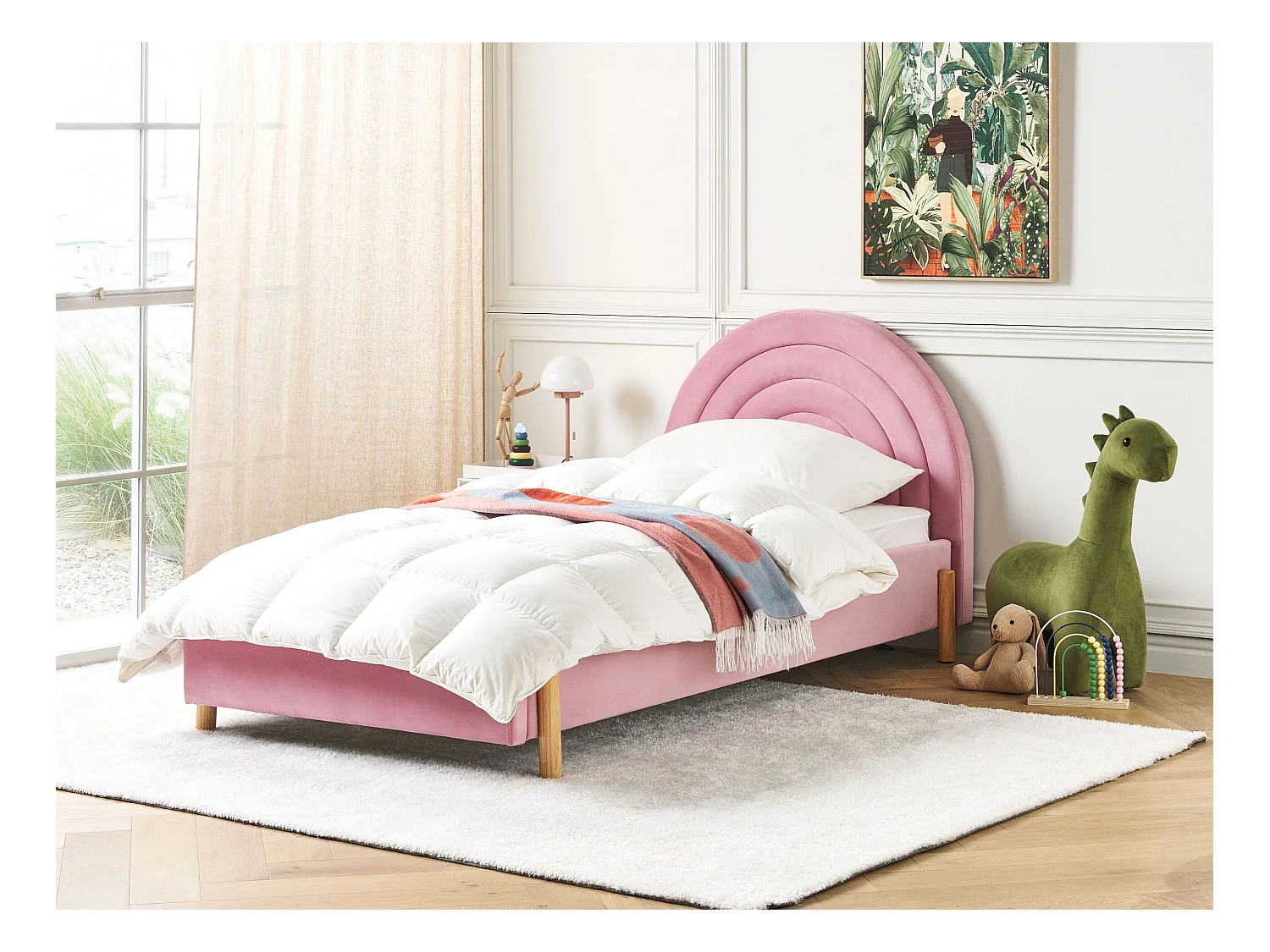 Lit d'enfant Velours ANET 90 x 200 cm Rose