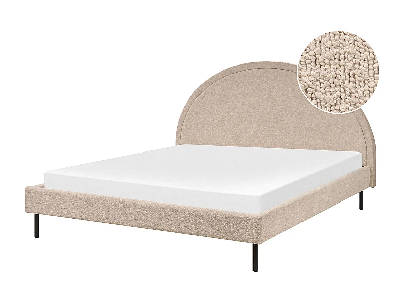 Bed Bouclé MARGUT 160 x 200 cm Beige