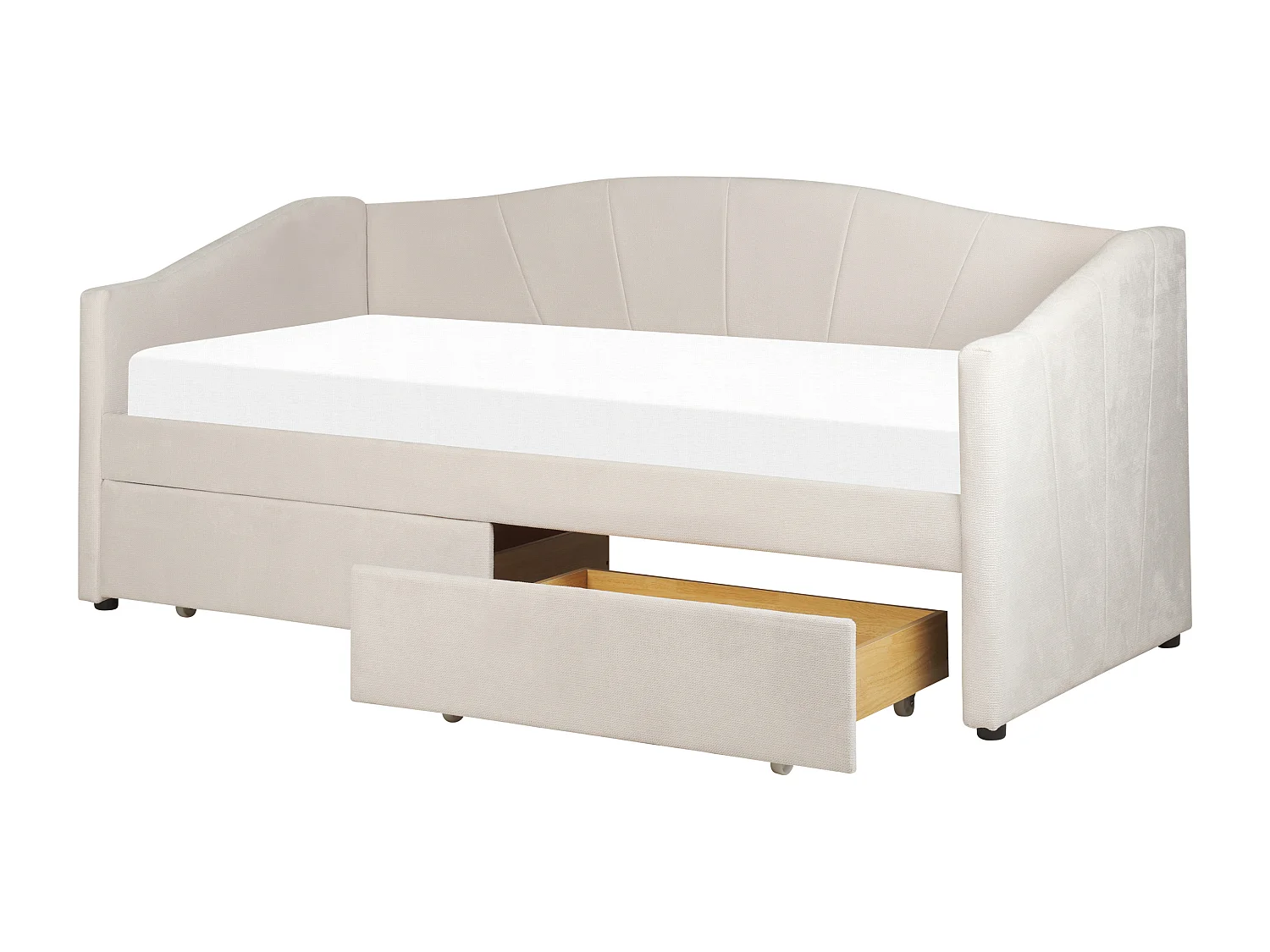 Lettino da giorno con contenitore Tessuto VITTEL 90 x 200 cm Beige chiaro