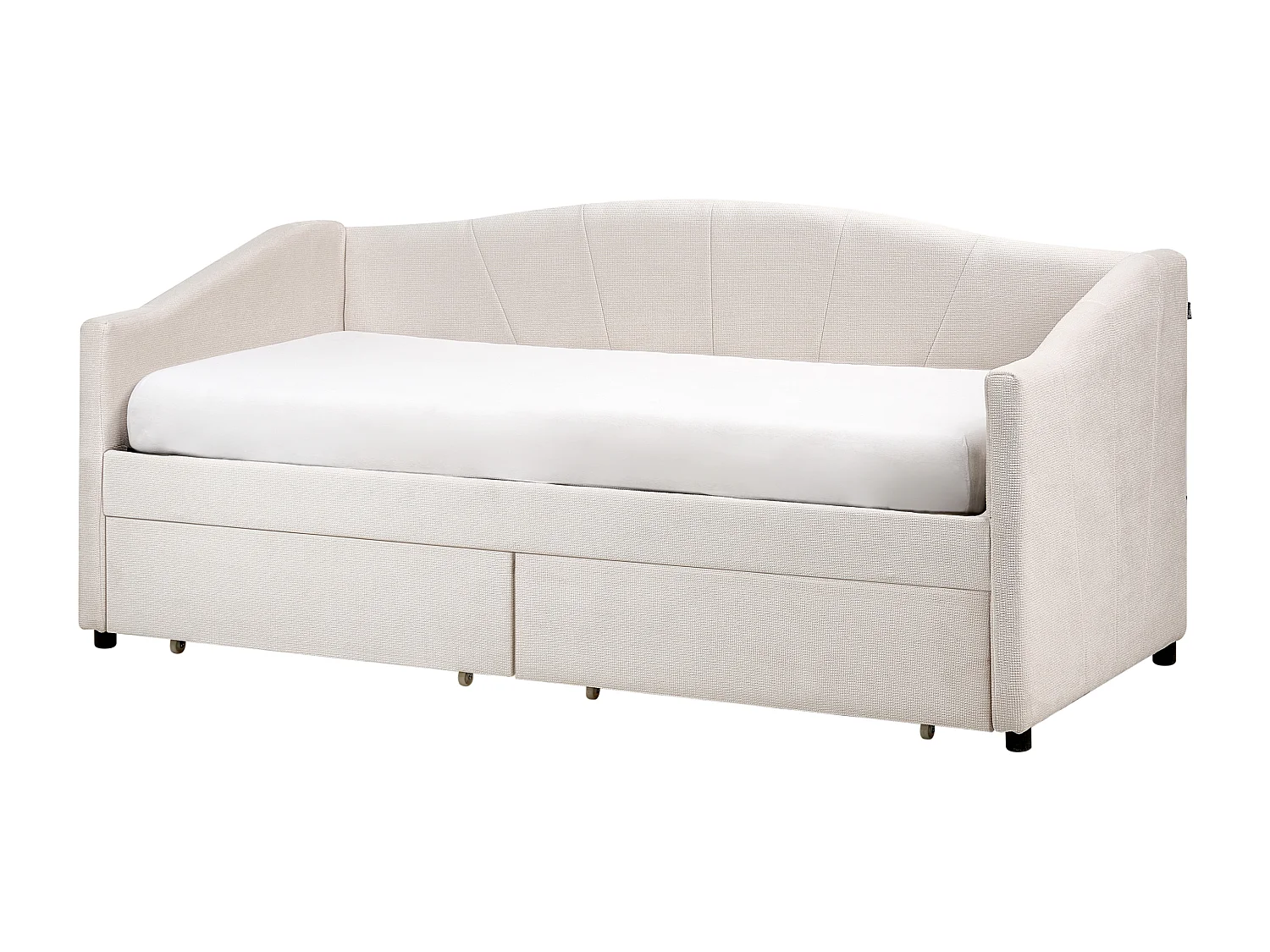 Lit de jour avec rangement Tissu VITTEL 90 x 200 cm Beige clair