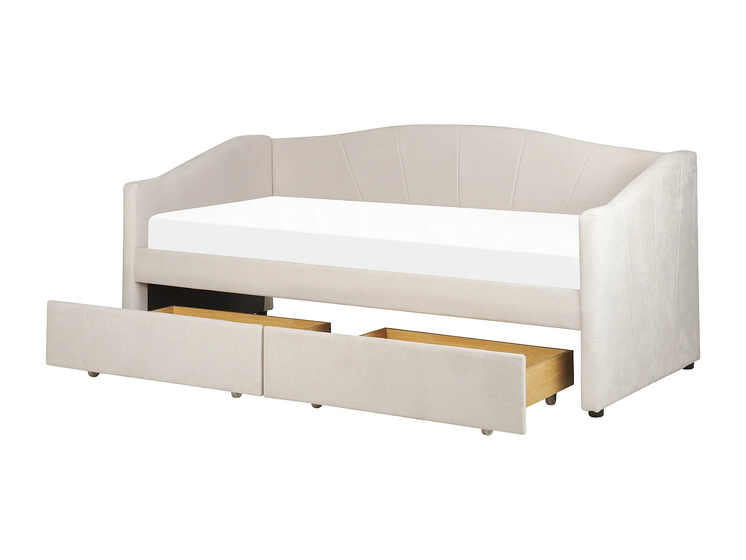 Tagesbett mit Stauraum Stoff VITTEL 90 x 200 cm Hellbeige