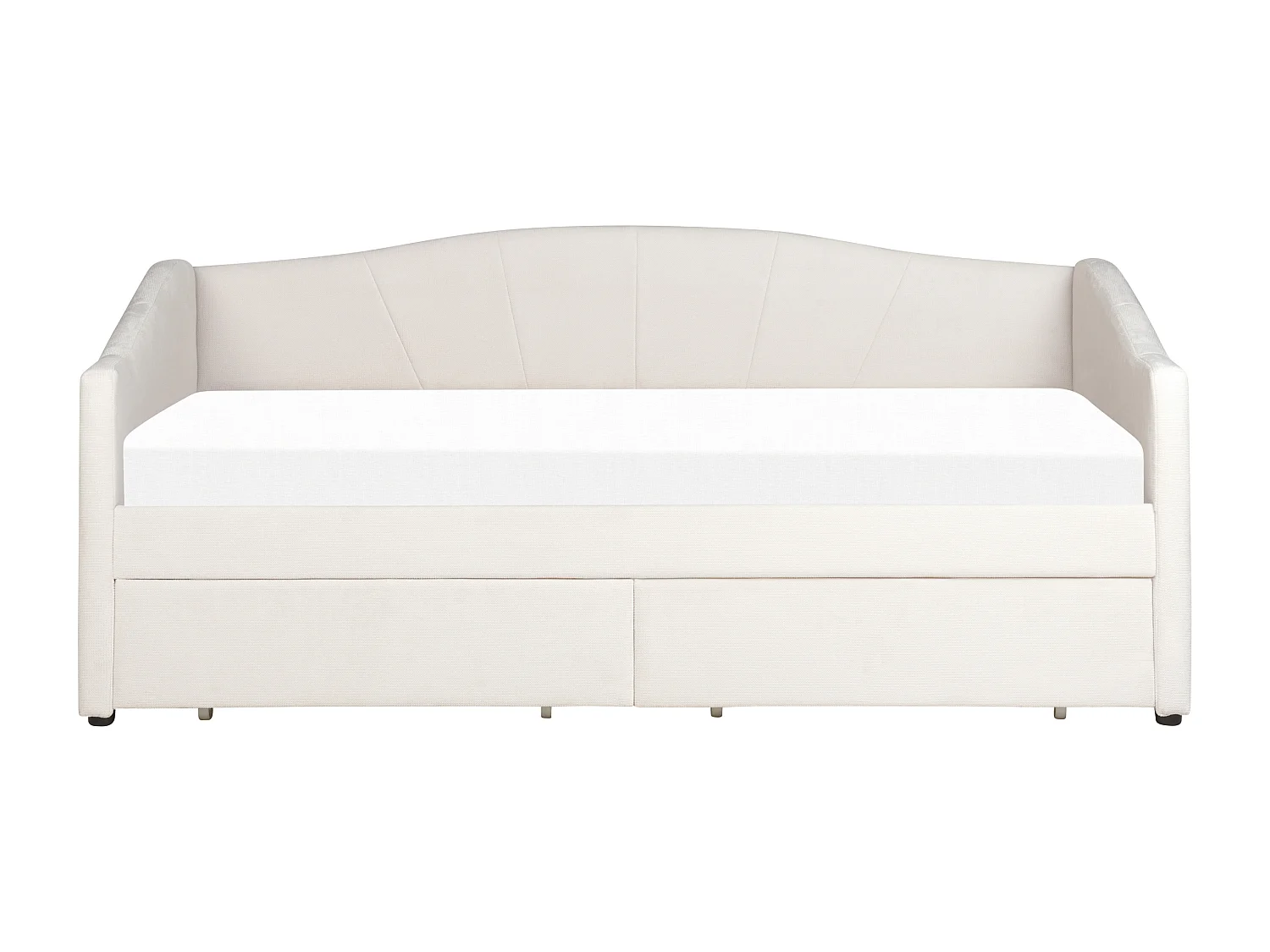 Tagesbett mit Stauraum Stoff VITTEL 90 x 200 cm Hellbeige