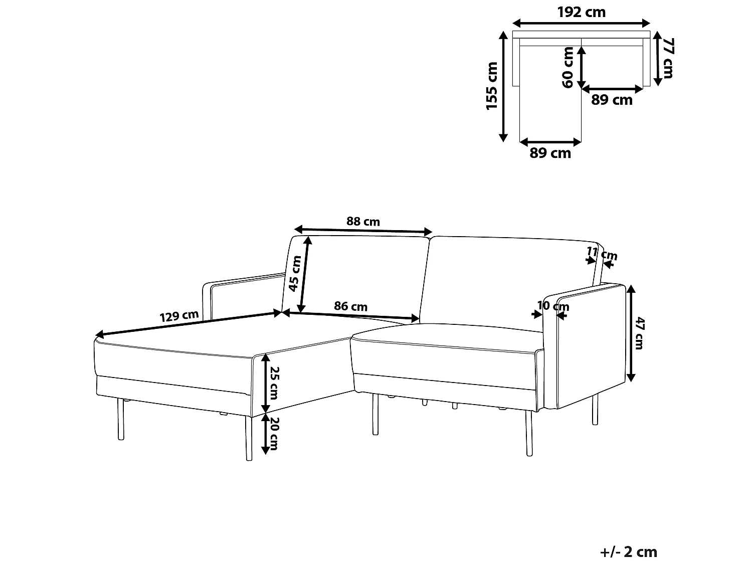 Divano angolare BREDA Tessuto Rosa 2 posti Lato destro