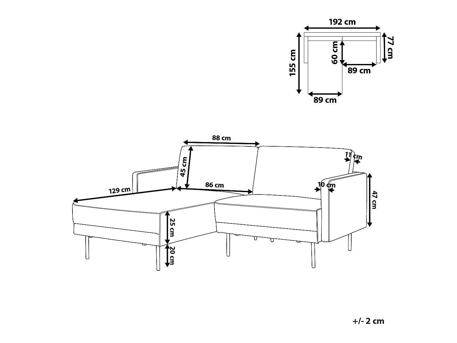 2-Sitzer Ecksofa mit hohen Metallbeinen rosa rechtsseitig Glamour Modern Breda