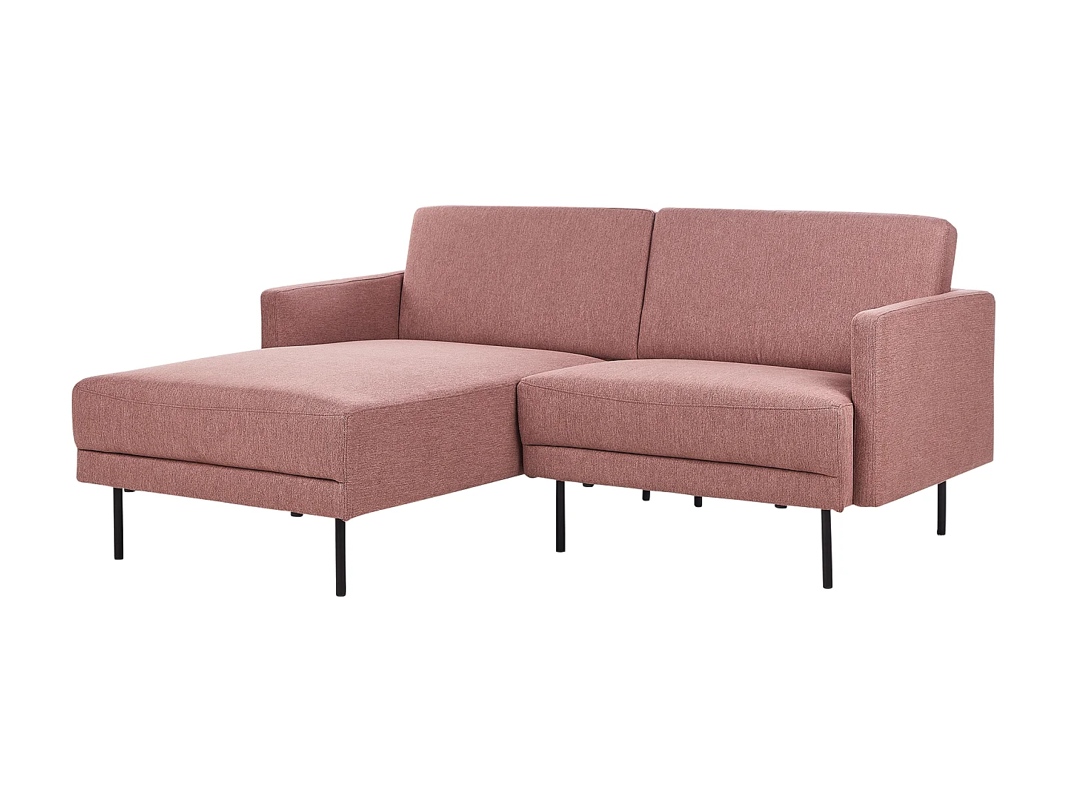 2-Sitzer Ecksofa mit hohen Metallbeinen rosa rechtsseitig Glamour Modern Breda