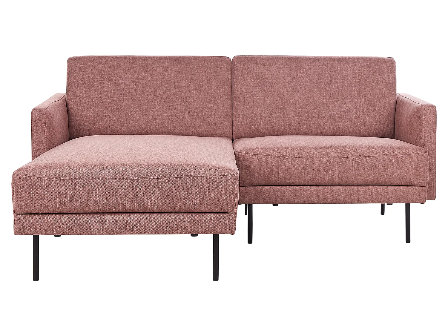 Canapé d\'Angle Moderne Côté Droit Canapé 2 Places avec Pieds en Métal Dossier Rembourré en Tissu Rose Breda
