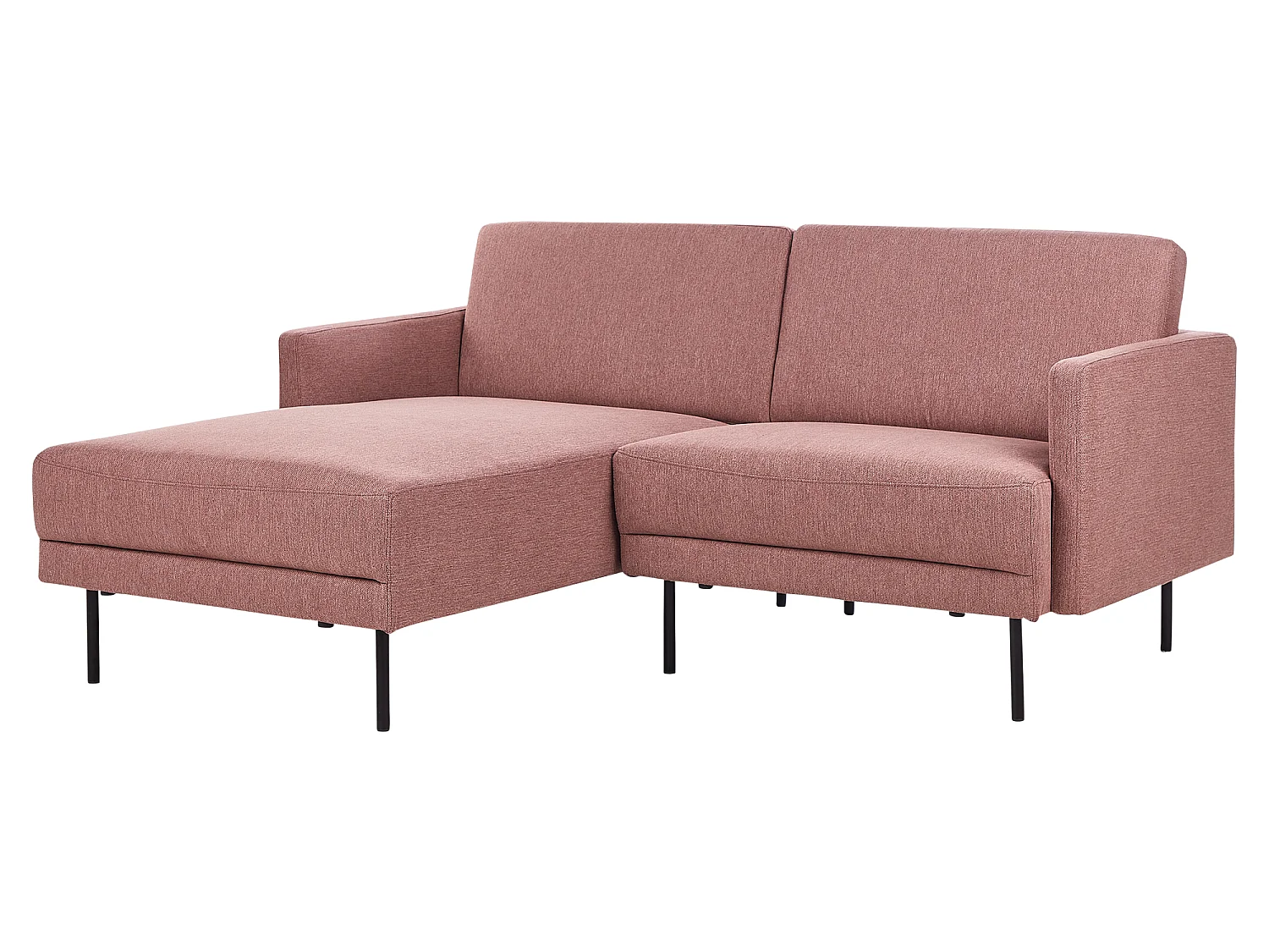 Canapé d\'Angle Moderne Côté Droit Canapé 2 Places avec Pieds en Métal Dossier Rembourré en Tissu Rose Breda