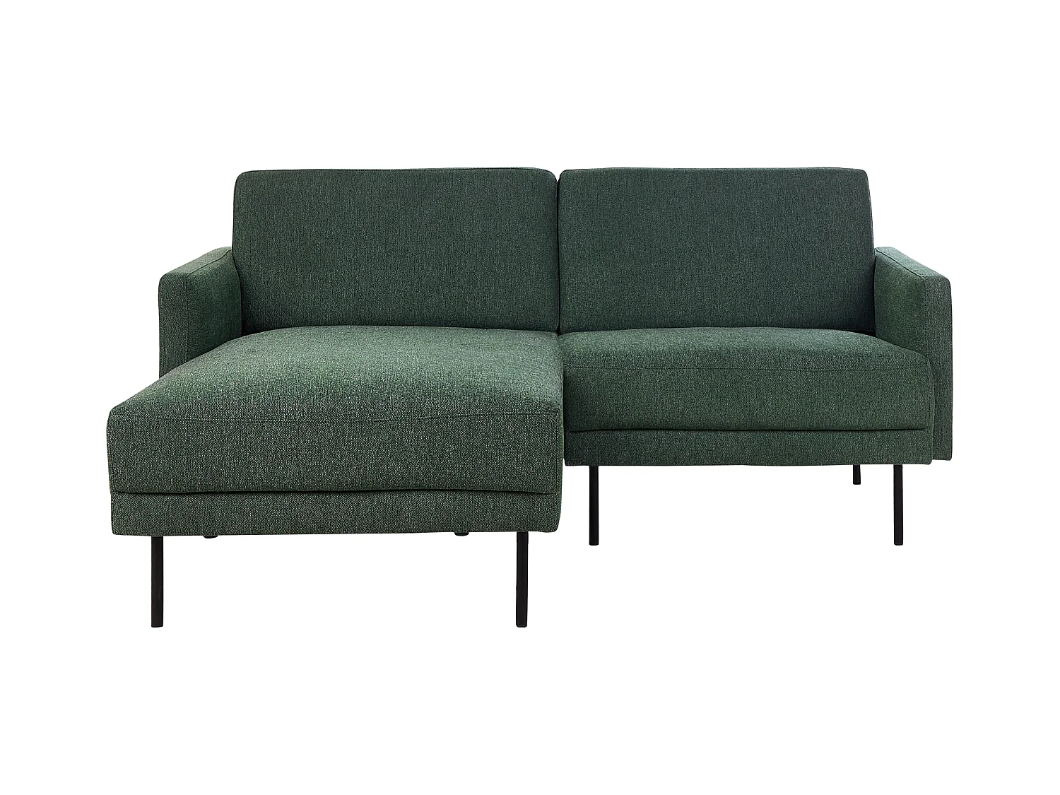 Canapé d'Angle Moderne Côté Droit Canapé 2 Places avec Pieds en Métal en Tissu Vert Foncé Dossier Rembourré Breda