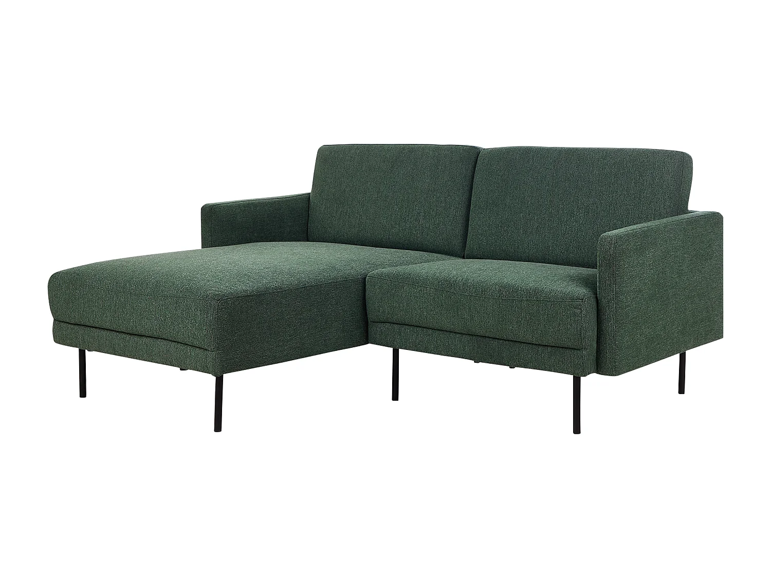 Canapé d'Angle Moderne Côté Droit Canapé 2 Places avec Pieds en Métal en Tissu Vert Foncé Dossier Rembourré Breda