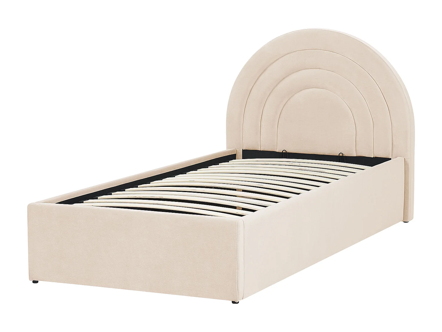 Letto singolo con contenitore velluto beige 90 x 200 cm ANET