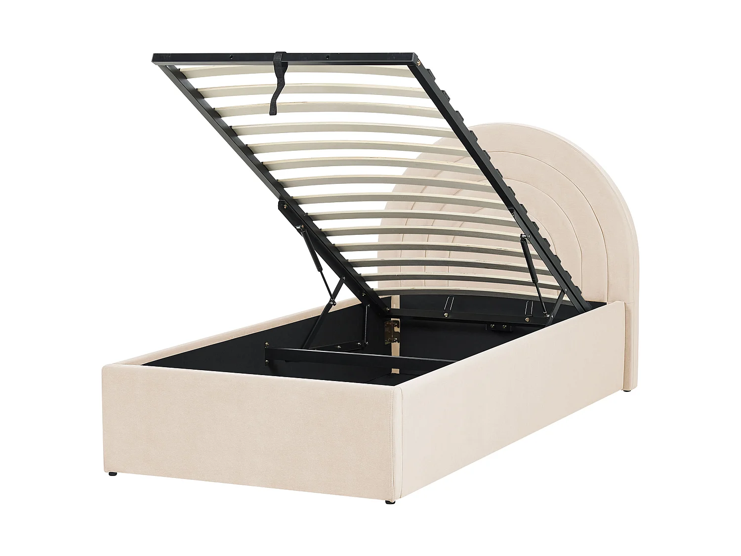 Lit avec coffre en velours beige 90 x 200 cm ANET