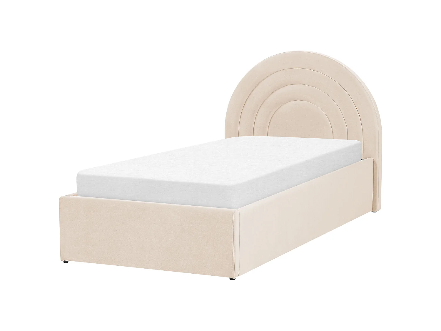 Lit avec coffre en velours beige 90 x 200 cm ANET