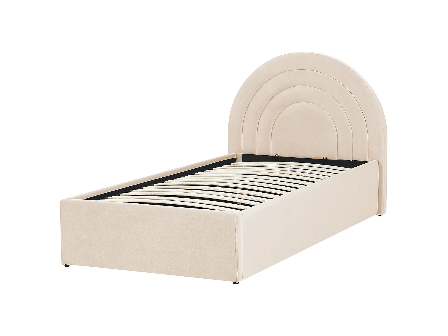 Lit avec coffre en velours beige 90 x 200 cm ANET