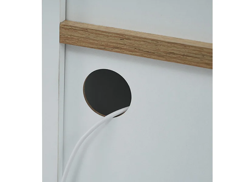 Aparador, Mueble bar giratorio y retráctil con LED - gran espacio de almacenamiento - estilo contemporáneo - Blanco