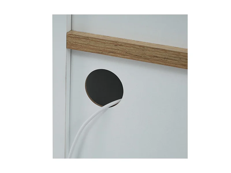 Buffet、Meuble de bar pivotant et escamotable avec LED - grand espace de rangement - style contemporain - Blanc