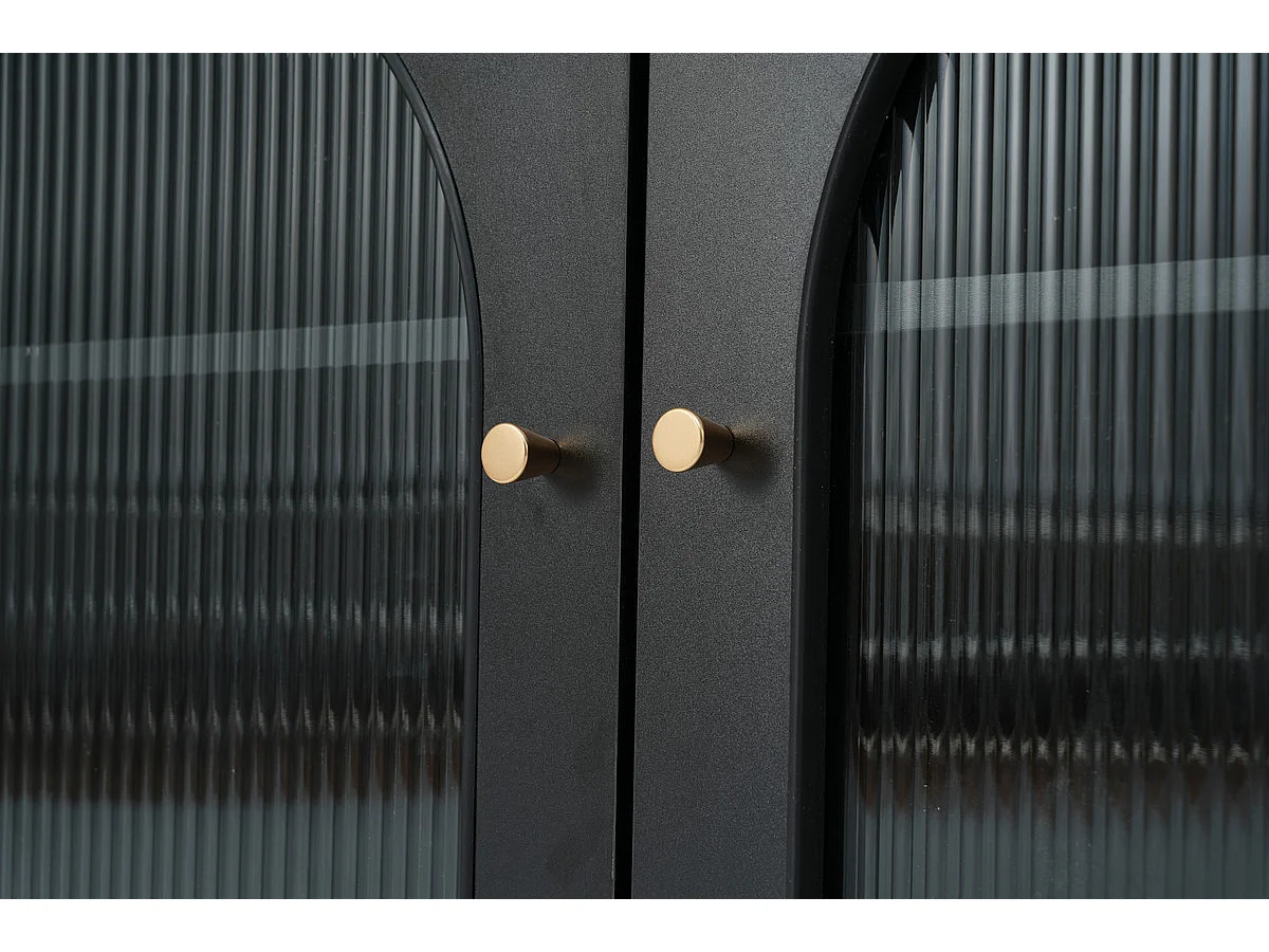 Credenza, mobile bar girevole e retrattile con LED - ampio spazio di archiviazione - stile contemporaneo - Nero