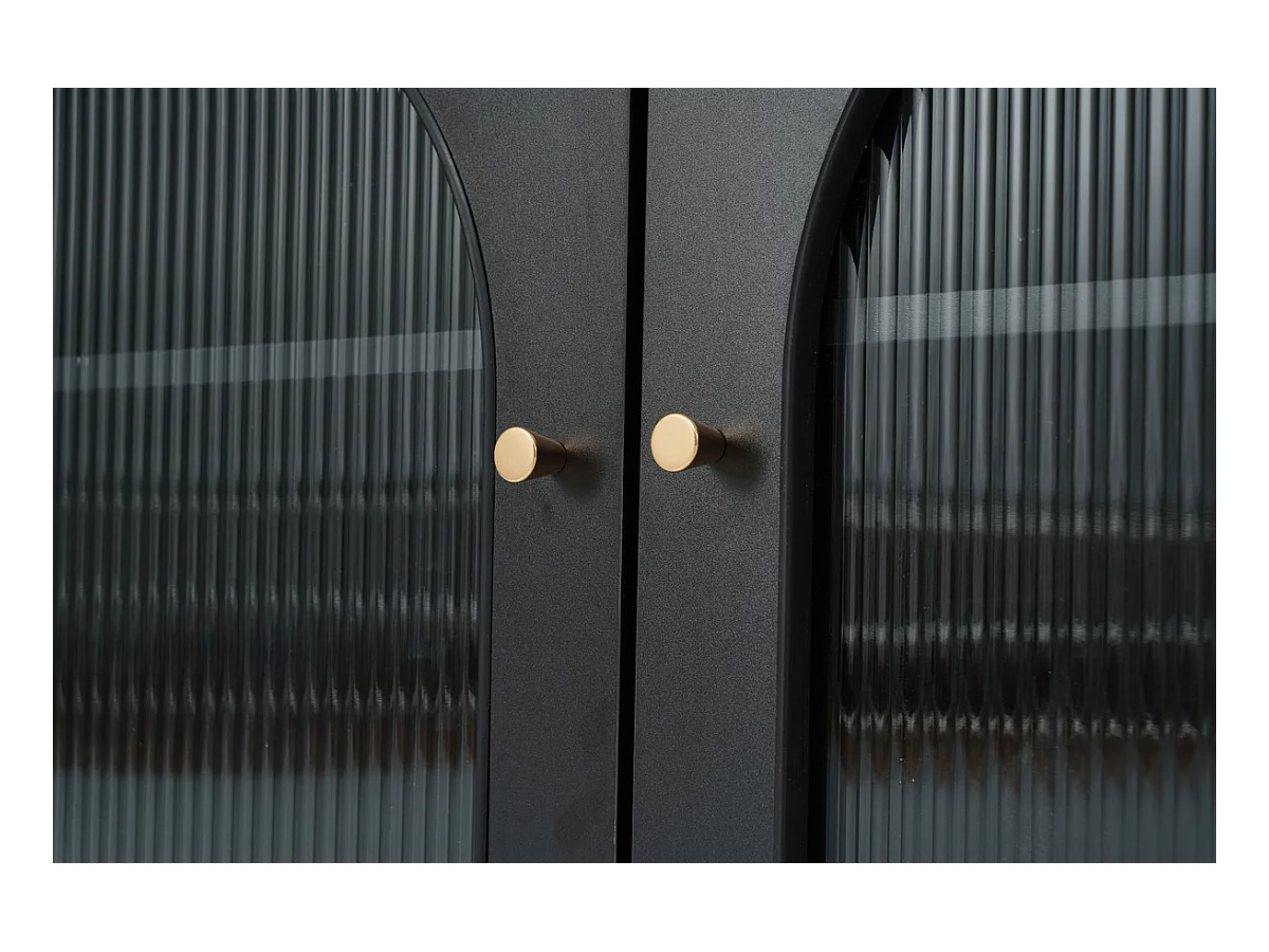 Dressoir、Draaibare en uitschuifbare barkast met LED - grote opbergruimte - eigentijdse stijl - Zwart