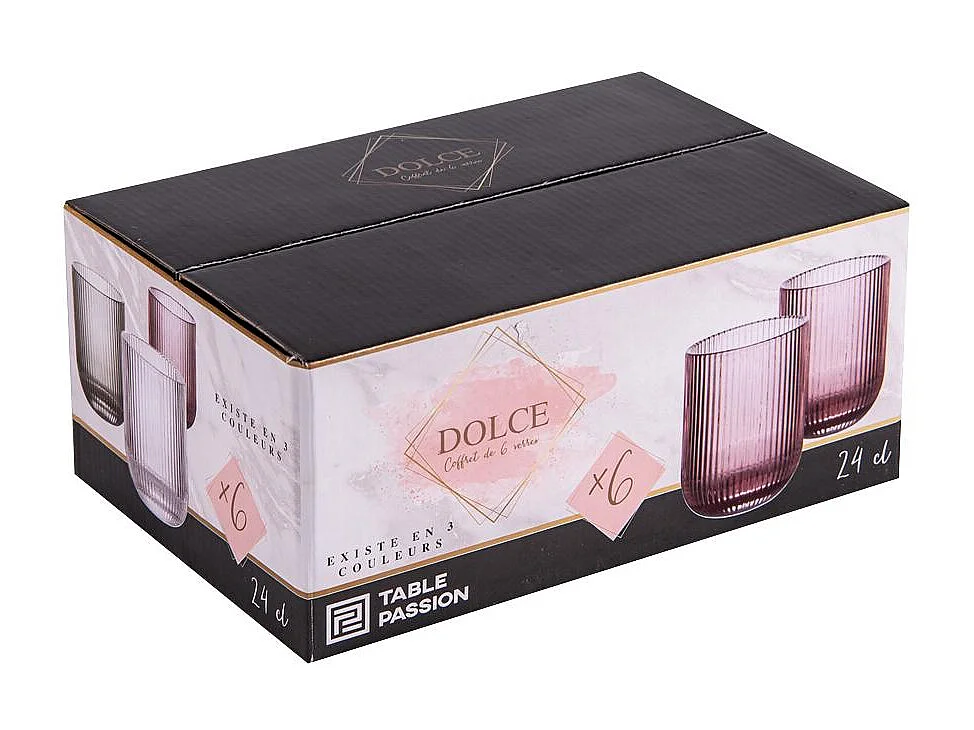 Boite de 6 gobelets bas 24 cl dolce rose