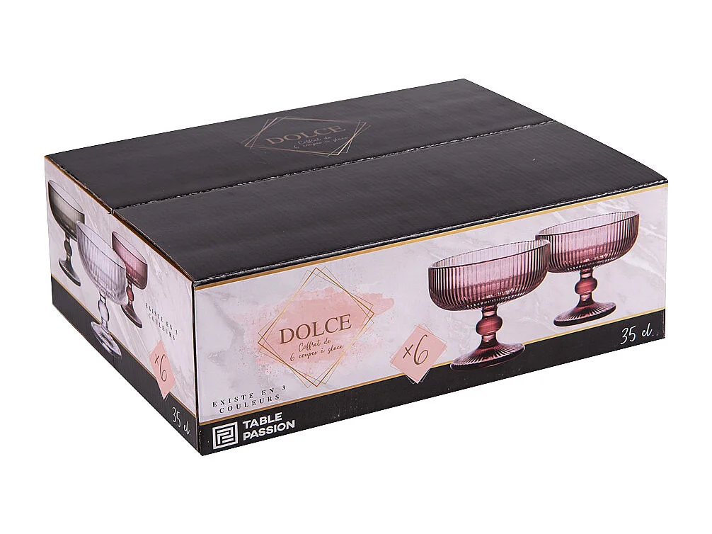 Boite de 6 coupes à glace 35 cl dolce rose