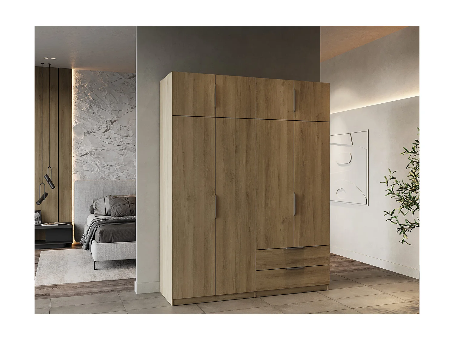 Armadio 8 ante e 2 cassetti L157,3 cm - Ghost