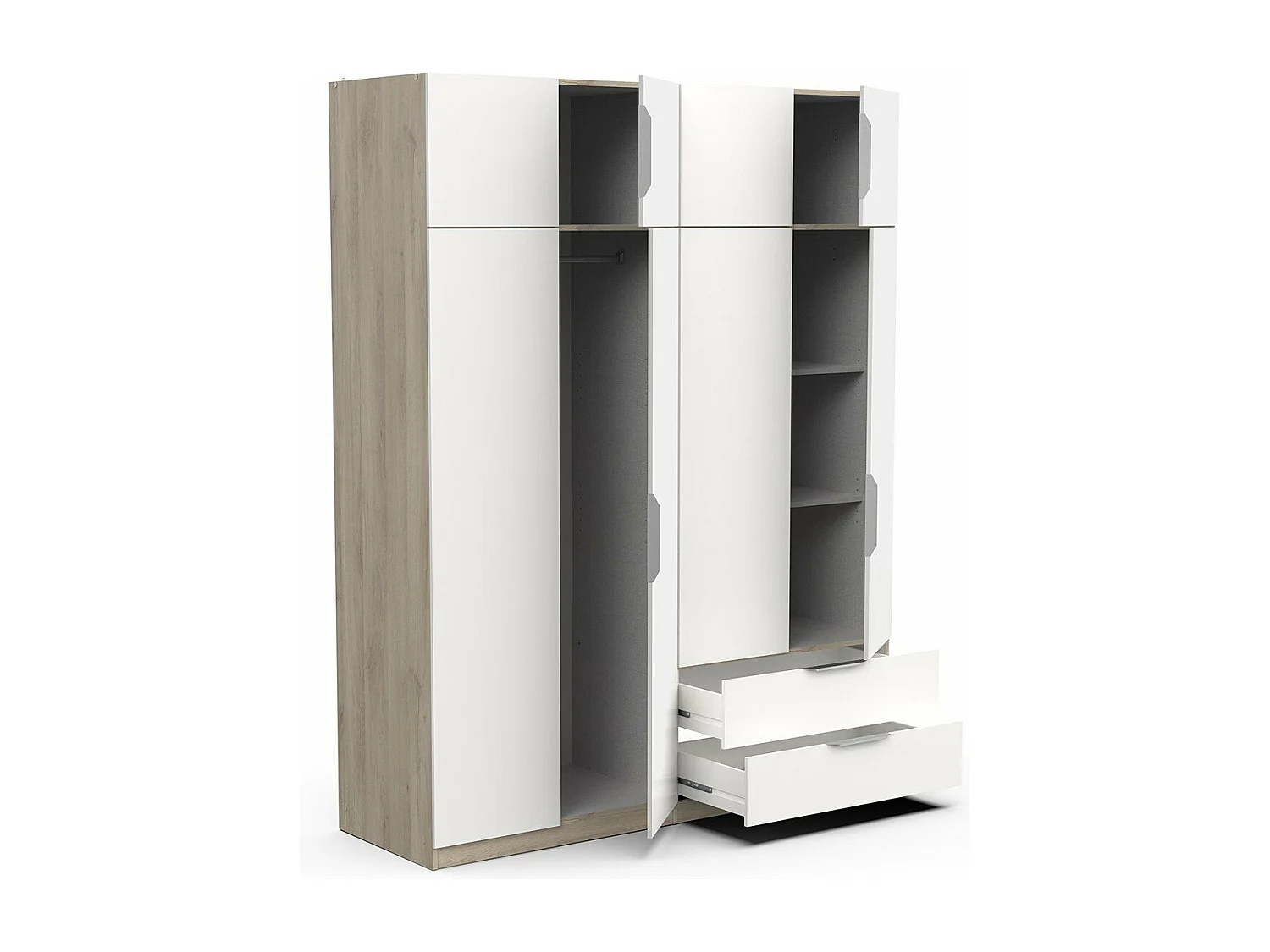 Roupeiro AMBIHOME SHADE 14 - Branco/Carvalho, C157xP51xA203cm